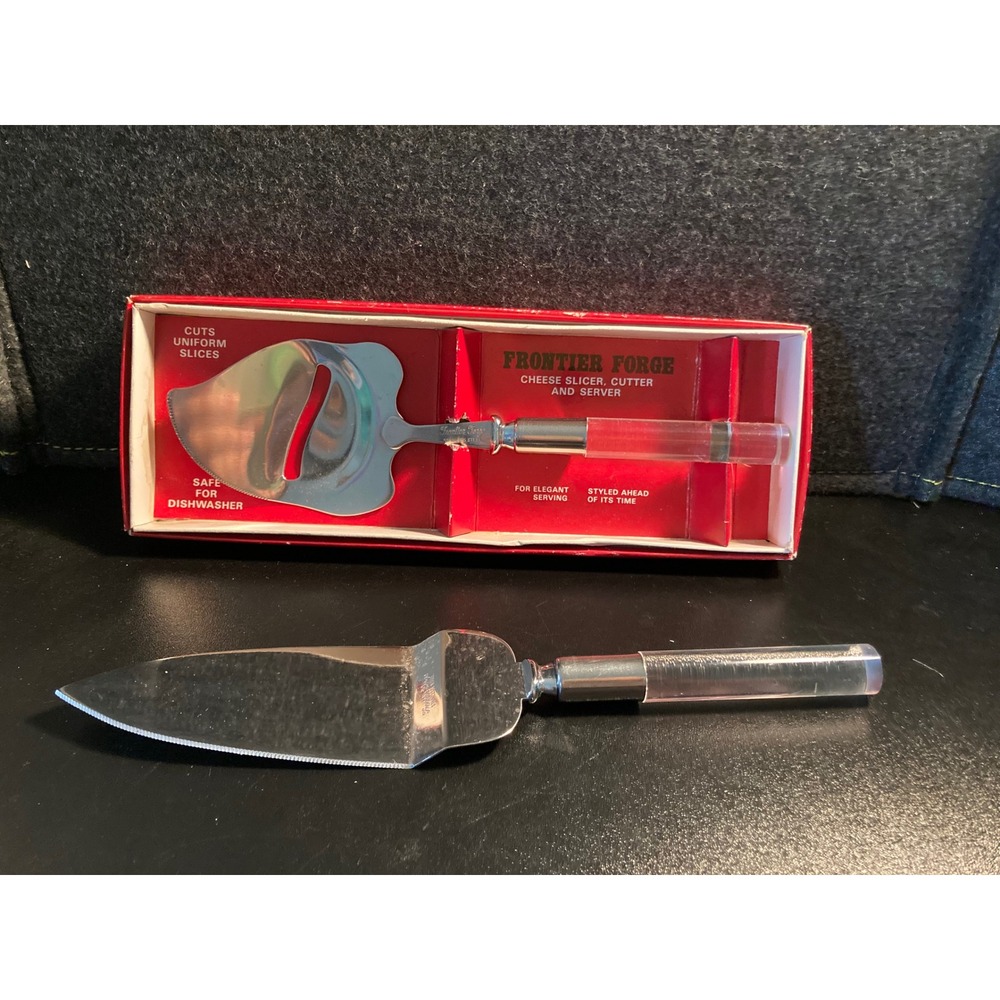 Frontier Forge Stainless Steel Cheese Slicer and Server Set Lucite Handle Japan